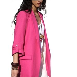 NEW! Zara Blazer Jacket Rolled Cuff Hot Pink SZ Medium